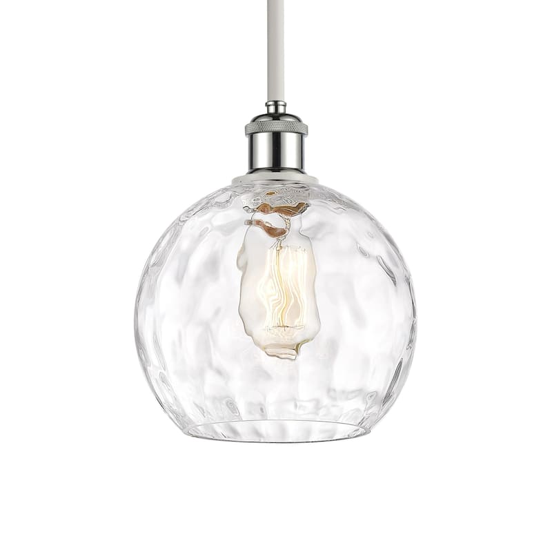 Innovations Lighting 516-1S-10-8 Athens Pendant Athens 8" Wide Mini - White and Polished Chrome / Clear Water Glass