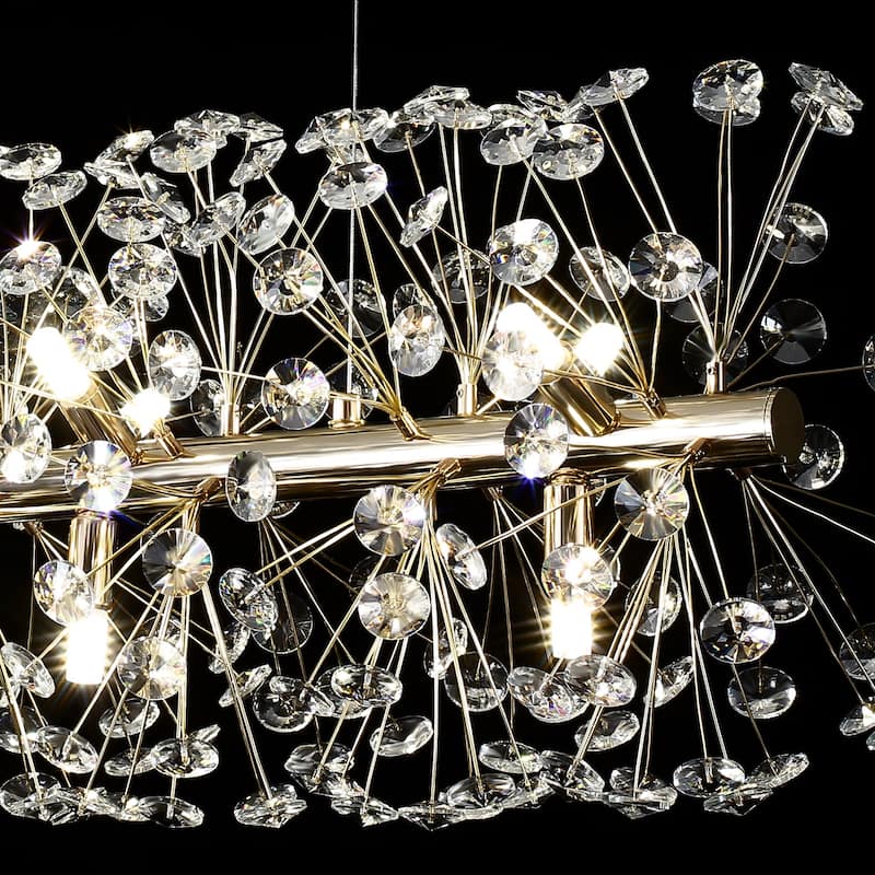 12-Light Luxury Crystal Dandelion Chandelier for Living Room, Kitchen, Dining Room - 36.6