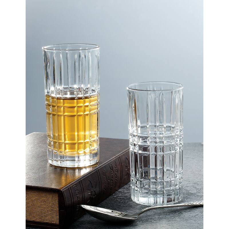 Lorren Home Trends 12 OZ Drinking Glass-Textured Cut Glass, Set of 6