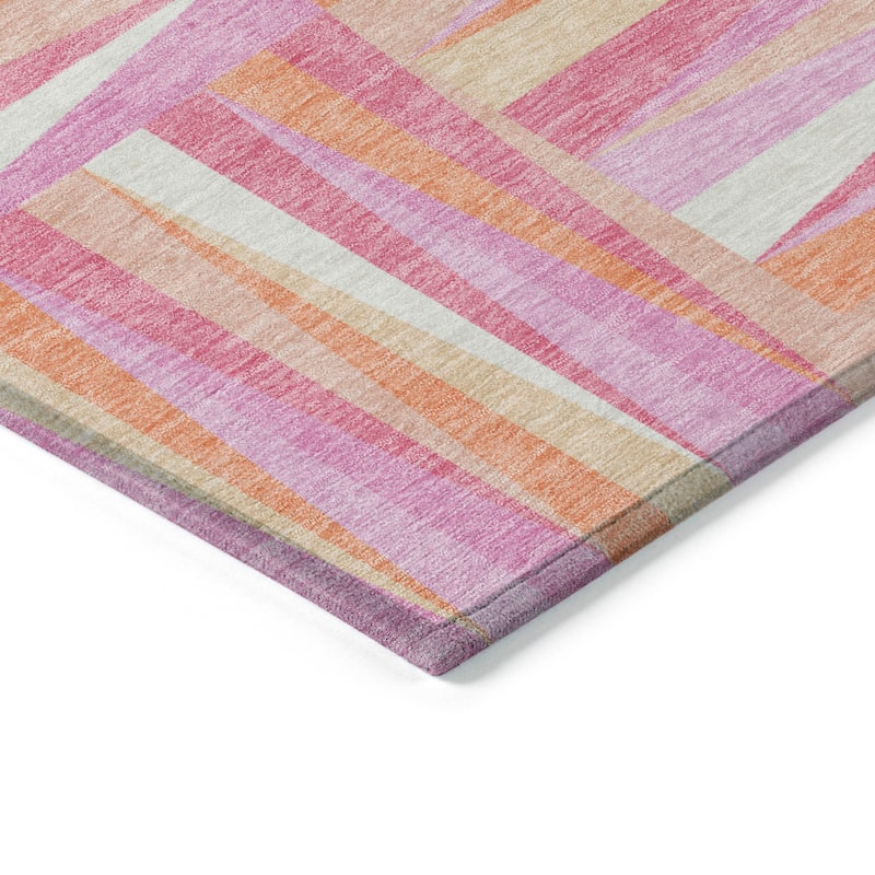 Machine Washable Indoor/ Outdoor Contemporary Mosaic Chantille Rug