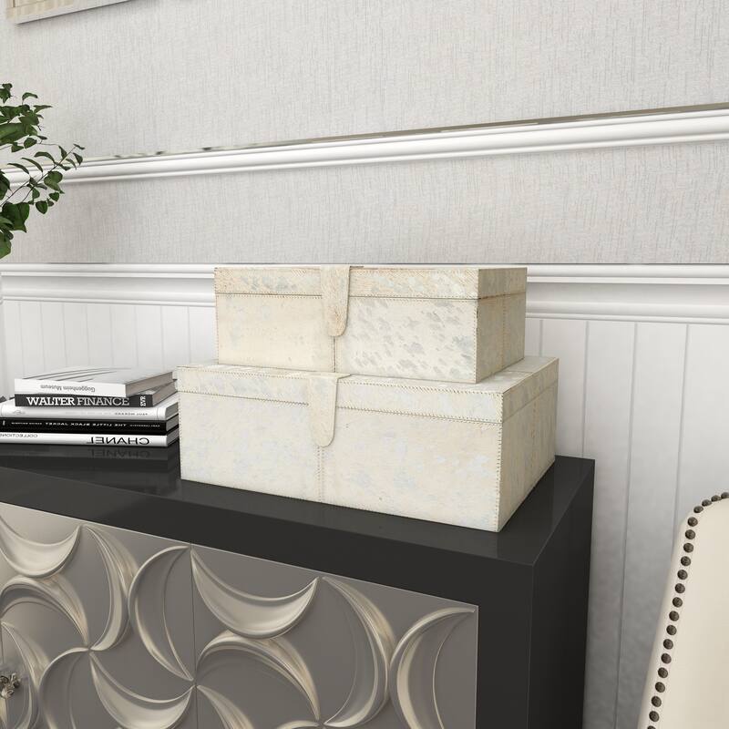 Silver MDF Glam Box (Set of 2) - S/2 14", 17"W - S/2 14", 17"W - Silver