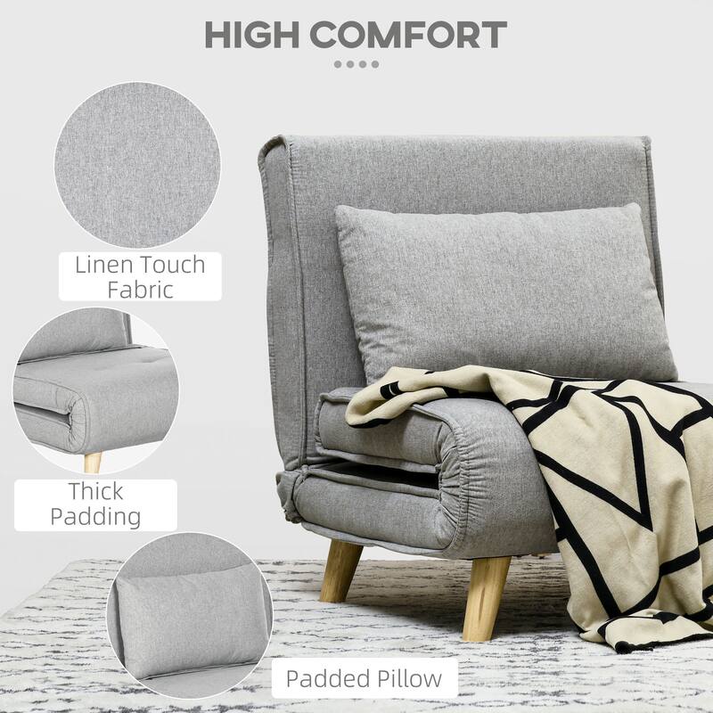 2-in-1 Multi-Functional Sofa Bed, Sleeper Chair with Adjustable Backrest