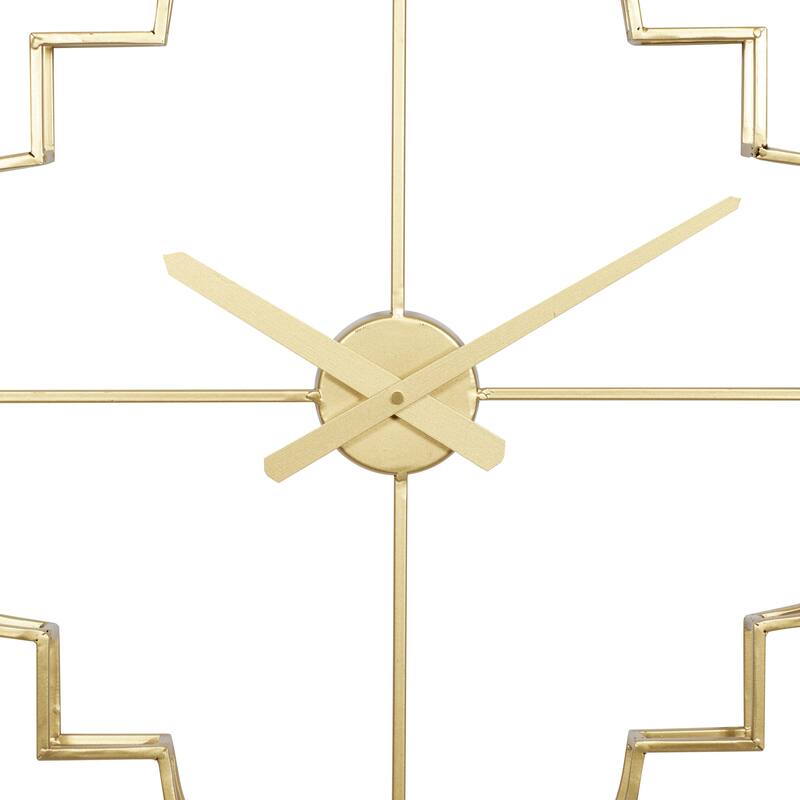 Metal Open Frame Quatrefoil Decorative Wall Clock - Gold - CosmoLiving by Cosmopolitan