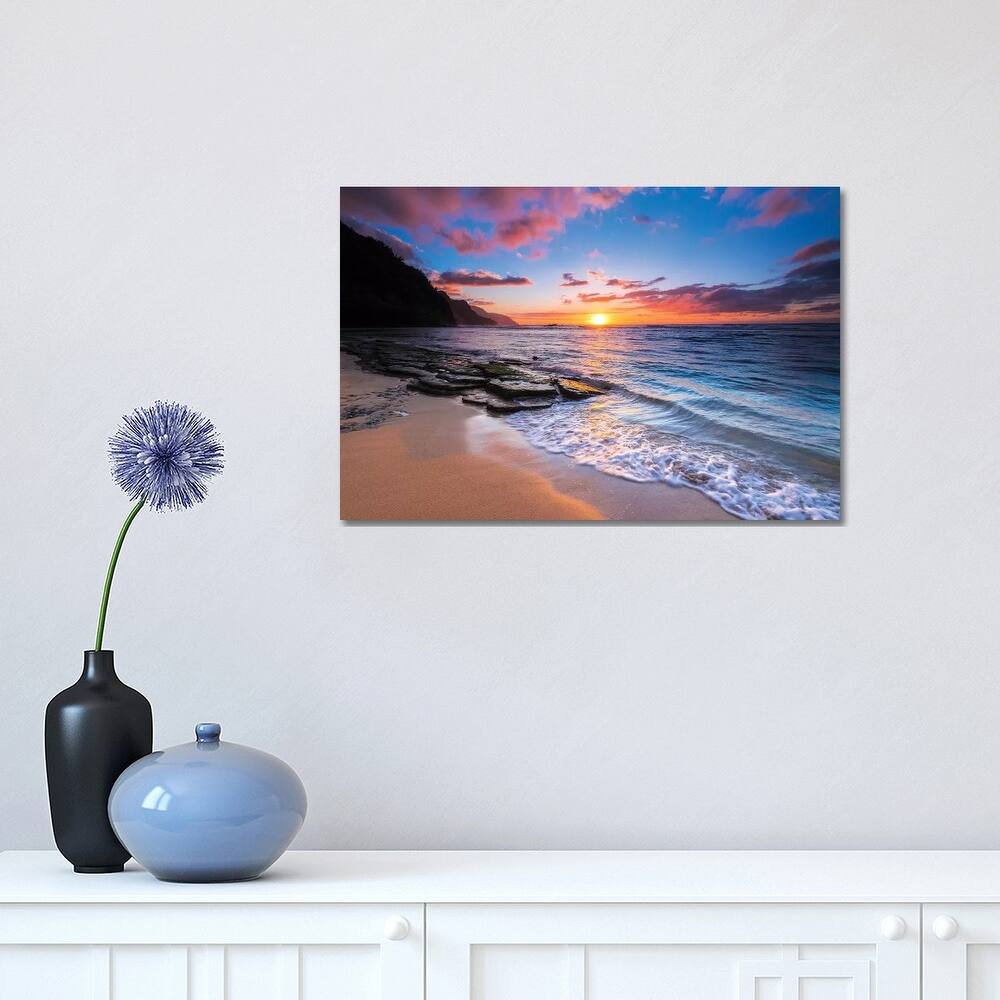 iCanvas "Sunset over the Na Pali Coast from Ke'e Beach, Haena State Park, Kauai, Hawaii, USA I" by Russ Bishop Canvas Print