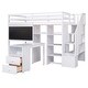 preview thumbnail 5 of 4, White Twin Pine Loft Bed with Pullable Desk, Shelves, Storage Staircase, Blackboard