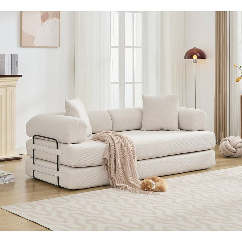Folding Convertible Out Sleeper Sofa Bed,4-in-1 DIY Combination Convertible Sofa - Beige