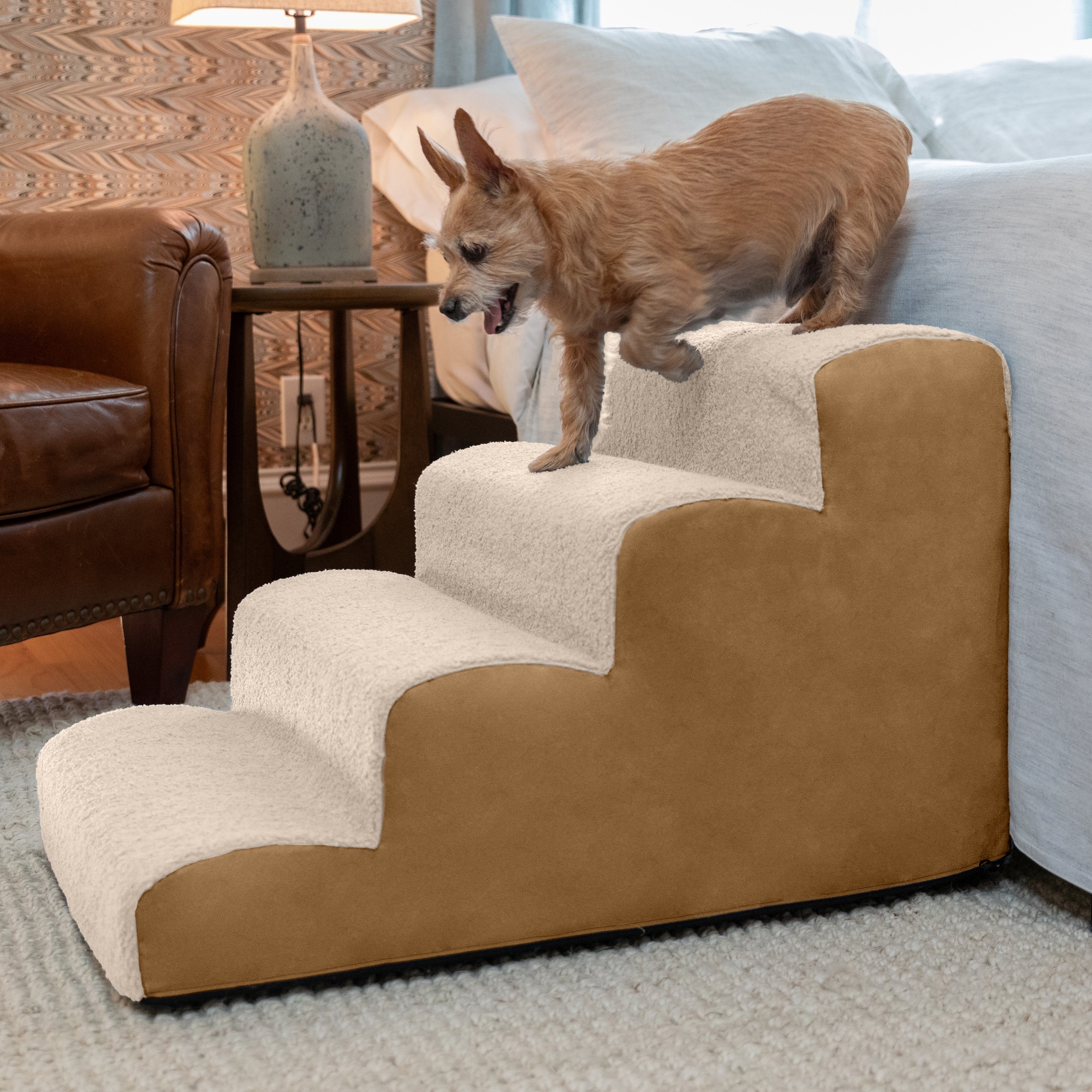 Dubb 4-Step Dog Stairs for Small & Medium Dogs – Soft Foam Pet Steps for Beds & Furniture (3 Stairs or 4 Stairs)