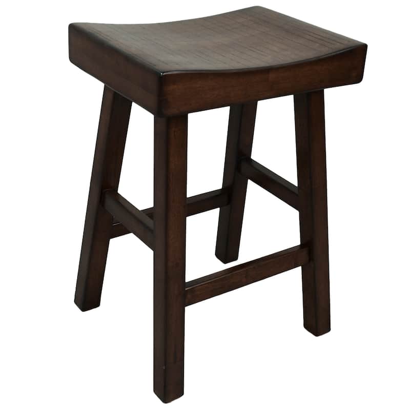 HomeRoots 25" Espresso Solid Wood Backless Counter Height Bar Chair