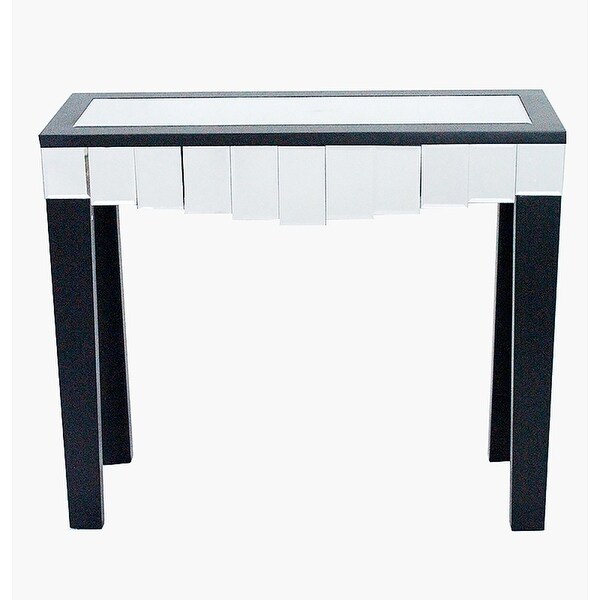 1 Drawer Mirrored Console Table Mdf Wood Gl In Black