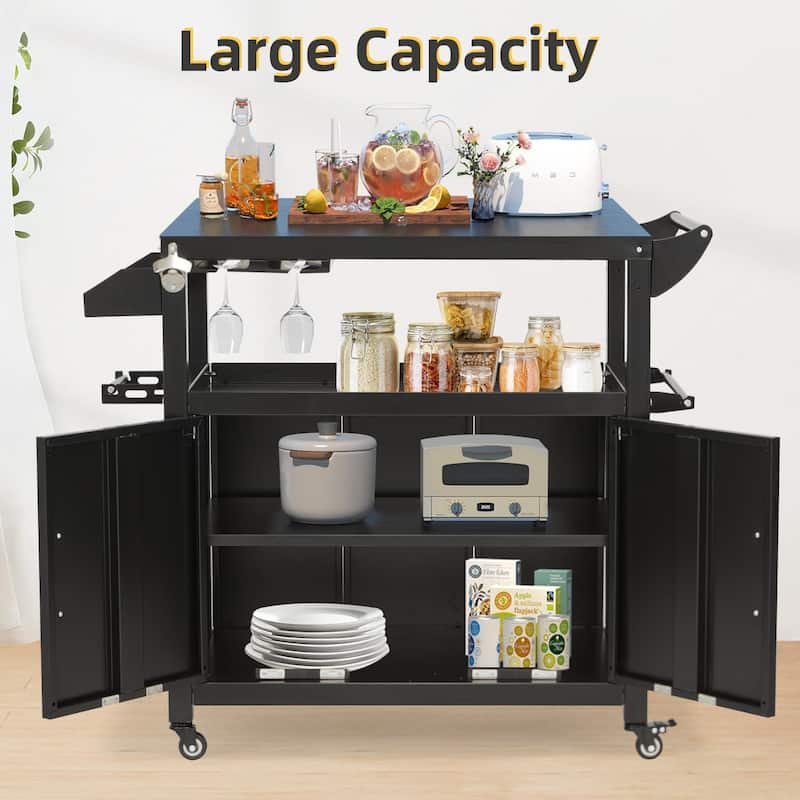 AECOJOY Outdoor Grill Cart Kitchen Storage Cabinets for Patio