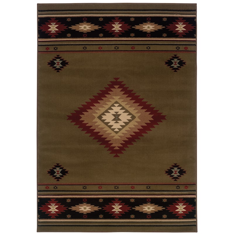 Style Haven Allegheny Southwestern Area Rug-- - 3' 10" x 5' 5" - Green/Red