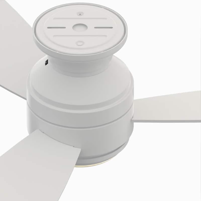 Fanimation Studio Collection Level 44 inch Matte White Flush Mount Ceiling Fan with LED Light and Wall Control