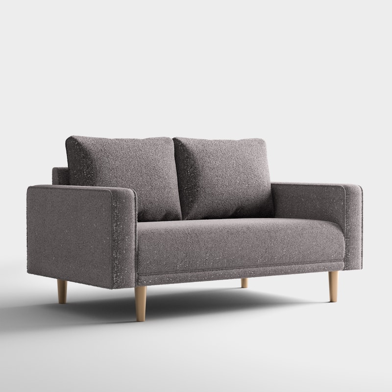 Furniture of America Isidora Contemporary Boucle Sofa Set with Back Pillows and Wooden Legs, 2-Piece or 3-Piece Options