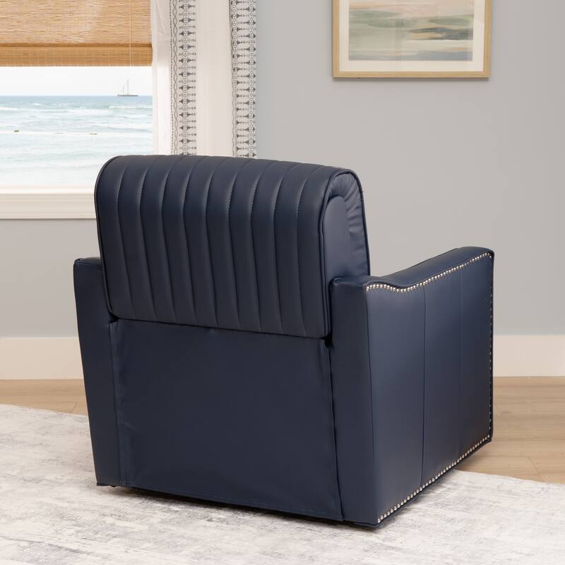 Linon Carlota Faux Leather 360 Swivel Accent Chair