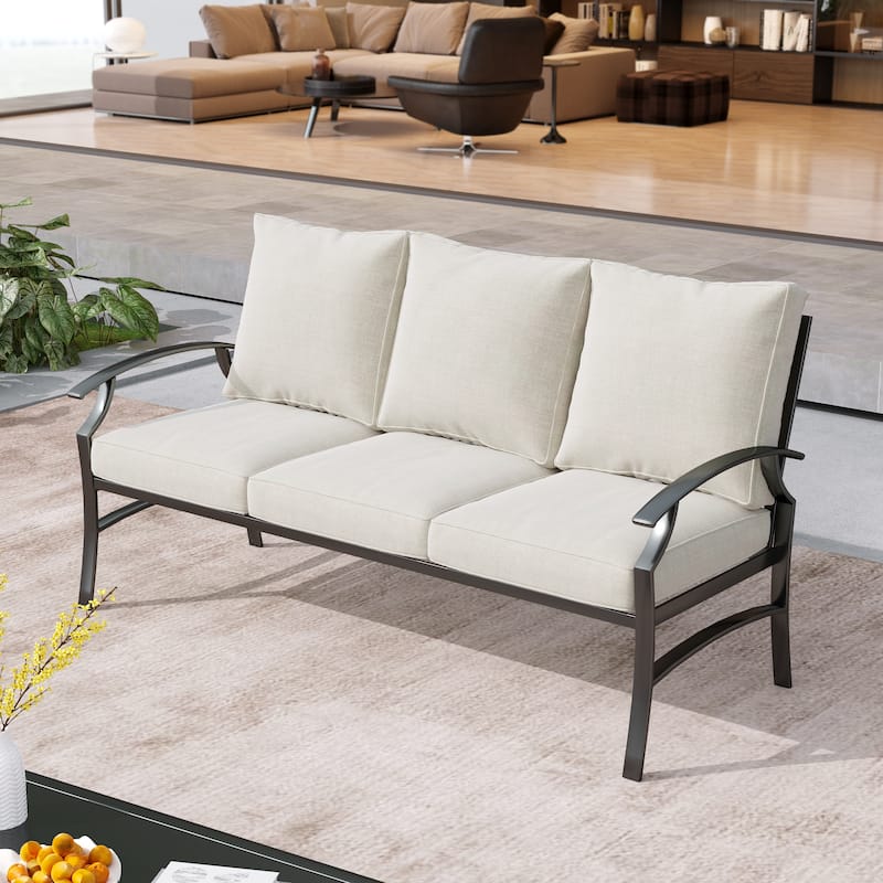 Uixe Outdoor Upholstered 3 Seater All-Weather Sofa Couch Deep Seat