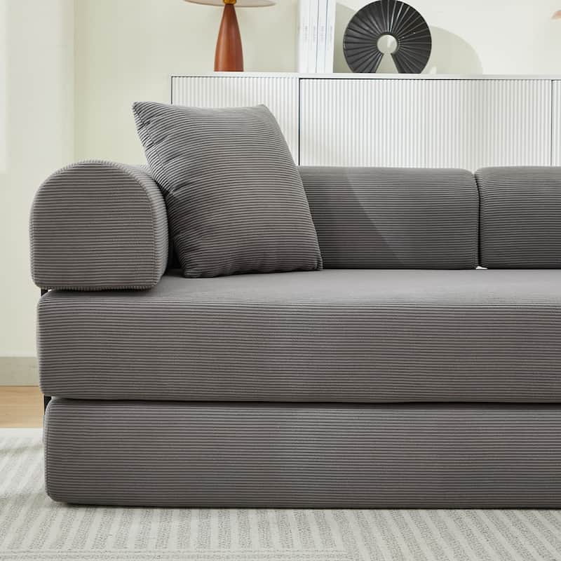 Folding Upholstered Sofa Bed, 78.5" Convertible Sleeper Sofa Bed with 2 Pillows, Fold Out Loveseat Couch, Futon Couch