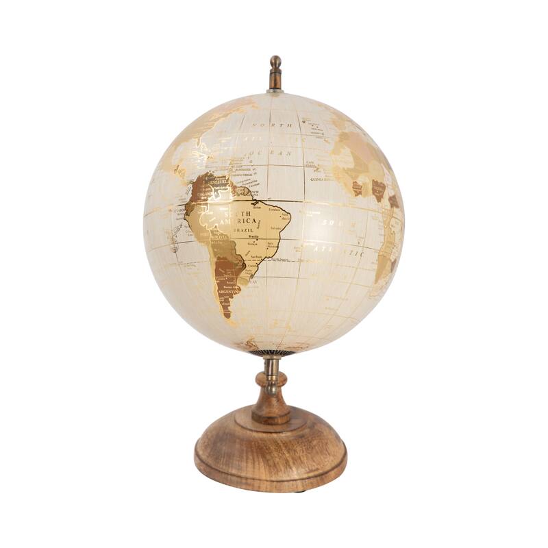 Sagebrook Home Elegant Gold 13" Decorative Globe, Mango Wood & Metal World, Perfect for Home Office - 8" x 9" x 13"