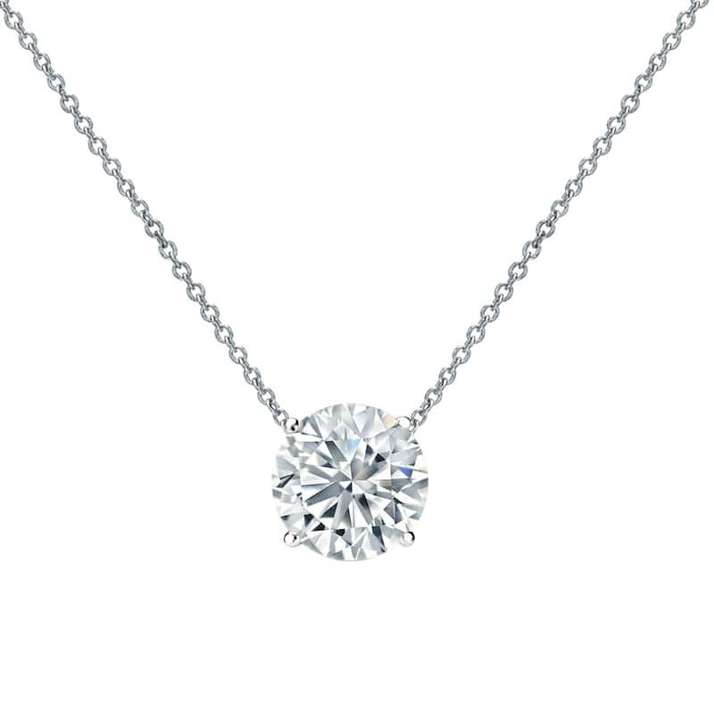 Auriya 14-karat Gold 0.50ctw Round Solitaire Lab Grown Diamond Necklace 4-Prong (H-I VS) - 0.5