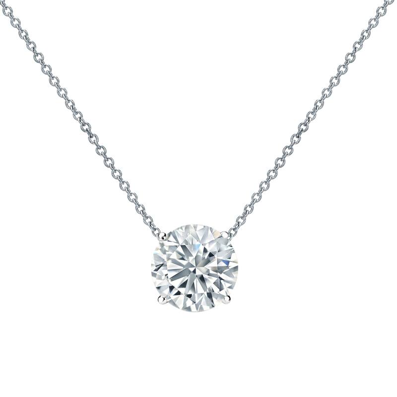 Auriya 14-karat Gold 0.75ctw Round Solitaire Lab Grown Diamond Necklace 4-Prong (D-E VVS) - 0.75
