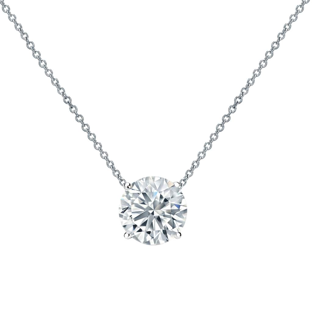 Auriya 14-karat Gold 1.00ctw Round Solitaire Lab Grown Diamond Necklace 4-Prong (H-I VS) - 1