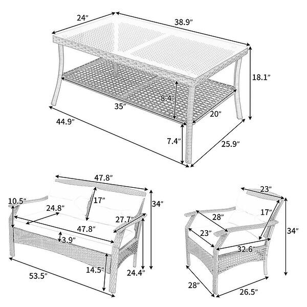 4piece Outdoor Patio Seating Group with Cushion On Sale Bed Bath