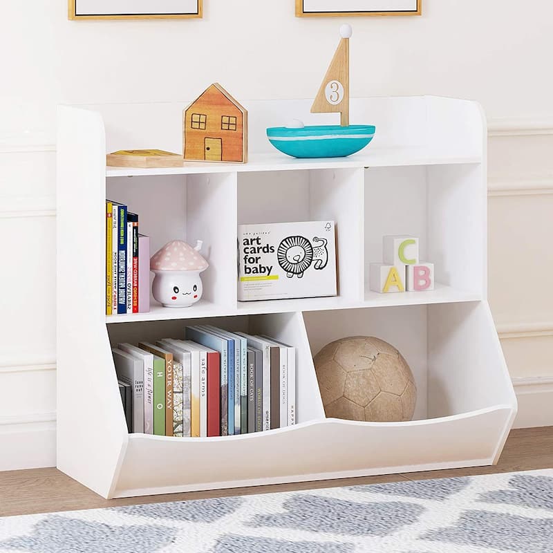 UTEX Toy Storage Organizer with Bookcase, Kid’s Multi Shelf Cubby for Books,Toys