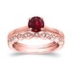 preview thumbnail 7 of 12, Auriya 14k Gold 1/2ctw Vintage Solitaire Ruby Engagement Ring Set 1/6ctw