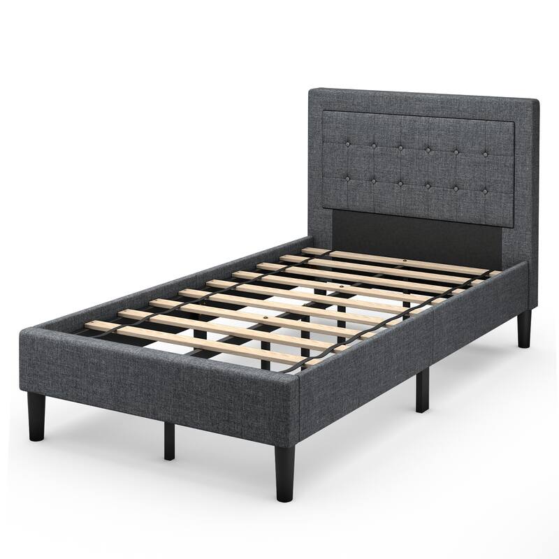 Costway Twin Size Upholstered Bed Frame Button Tufted Headboard
