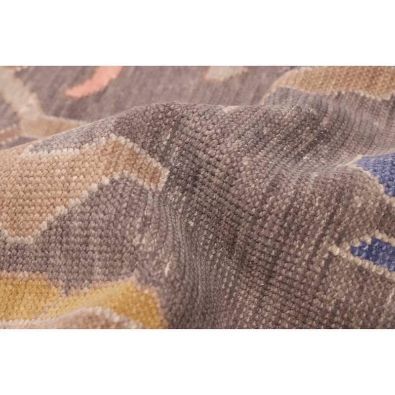 ECARPETGALLERY Hand-knotted Modern Oushak Dark Grey Wool Rug - 9'10 x 13'11