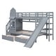 preview thumbnail 6 of 25, Twin-Over-Twin Castle Style Bunk Bed with 2 Drawers 3 Shelves and Slide
