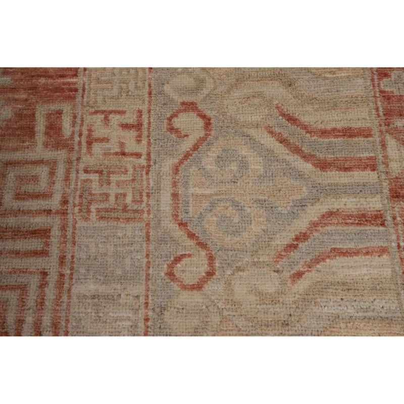 Geometric Oushak Turkish Large Rug Handmade Wool Carpet - 10'2"x 13'8"