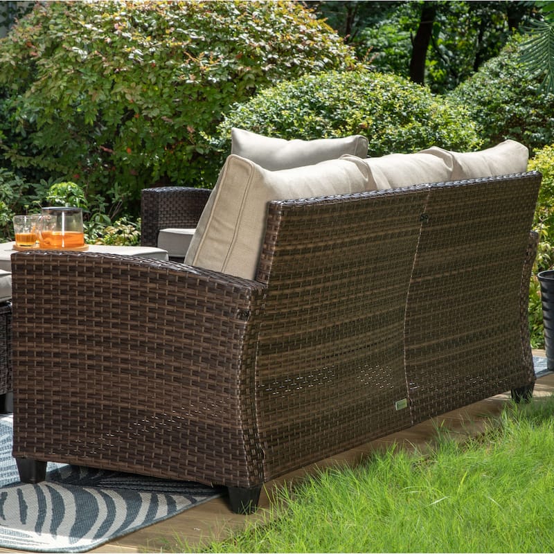 5/9-Seat Patio Furniture Wicker Rattan Outdoor Deep Seating Sectional Sofa Large Conversation Set
