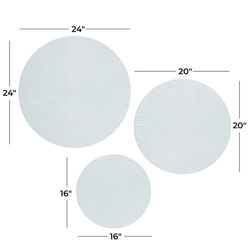 Wooden Plate Carved Radial Wall Decor - Set of 3 Gold, White, Black - CosmoLiving by Cosmopolitan