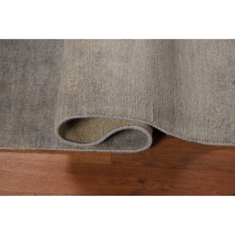 Hand Knotted Oriental 100% Wool Carpet Modern Solid Greys & Charcoal Gabbeh Area Rug - 4' 4'' X 3' 4''
