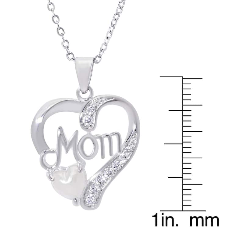 Victoria Townsend Silver Plate MOM Heart necklace with Heart shaped Stone