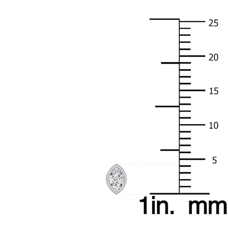 Marquee Lab Grown 1/4 Carat Marquise Bezel Set Diamond Solitaire Earrings in 14K White Gold