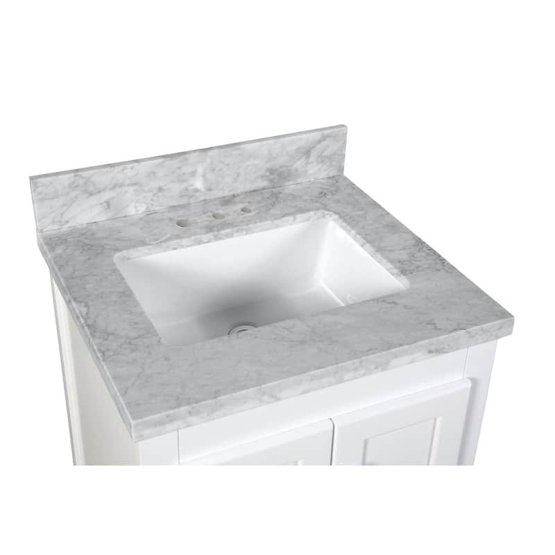 KitchenBathCollection Abbey 24" Bathroom Vanity with Carrara Marble Top