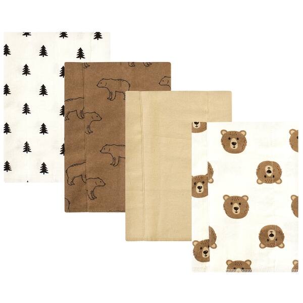 slide 1 of 1, Hudson Baby Cotton Flannel Burp Cloths, Brown Bear 4 Pack, One Size - Brown Bear 4 Pack - One Size One Size - Brown Bear 4 Pack