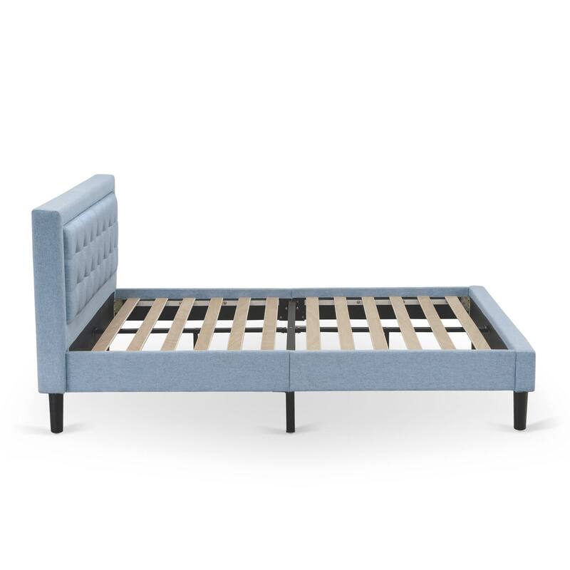 Queen Size Upholstered Bed - Linen Fabric Headboard - Modern Bedroom Furniture