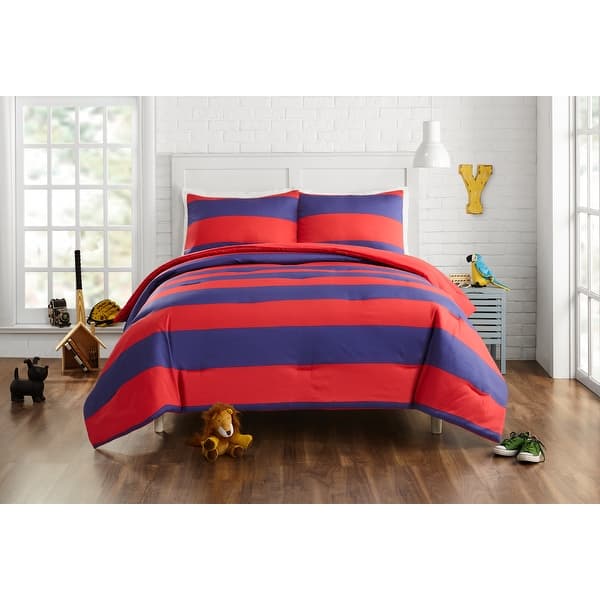 slide 2 of 5, Urban Playground Lavelle Red/Blue Comforter Set