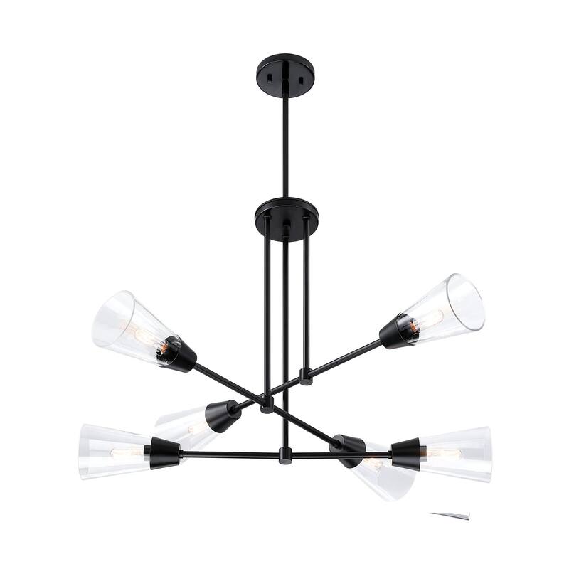 Norro 33.5 in. 6-Light Matte Black Modern Pendant Light