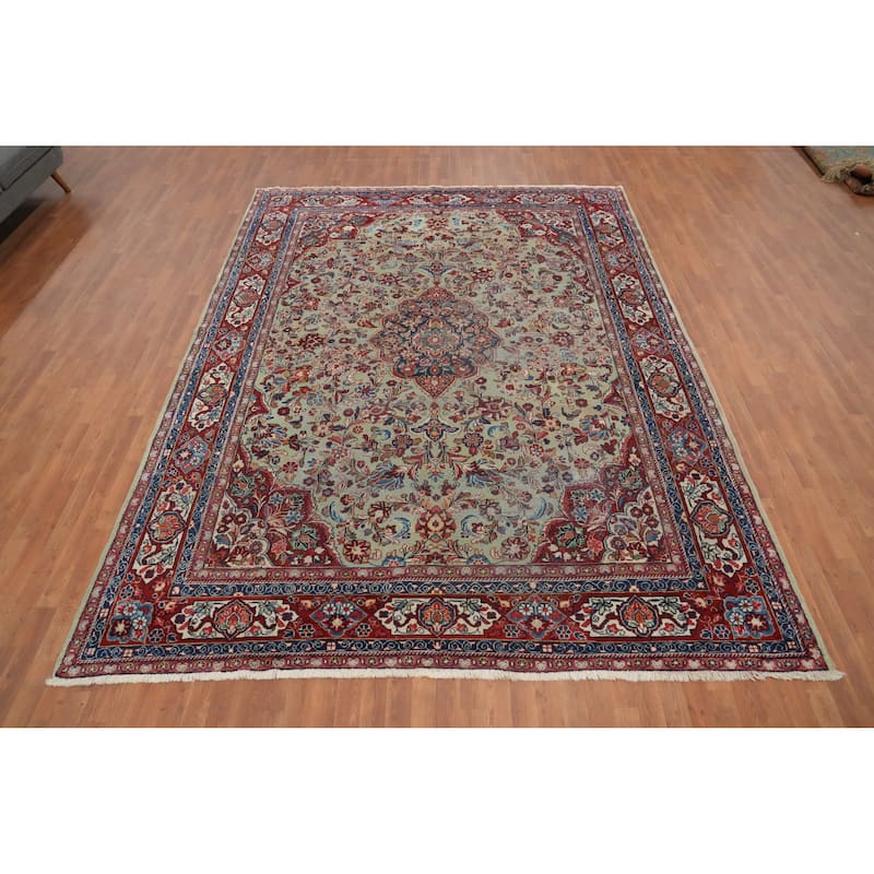 Hand Knotted Oriental 100% Wool Carpet Traditional Floral Green Mahal Area Rug - 11' 9'' X 8' 11''