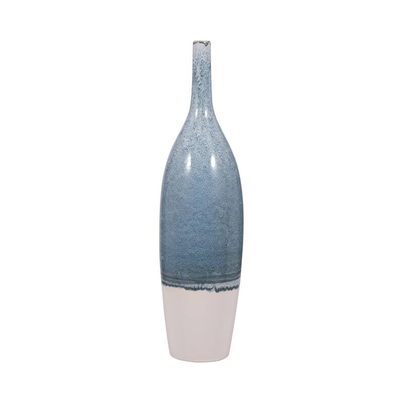 Sagebrook Home Blue Kashion Vase - Stoneware Decor Accent for Modern Living Spaces