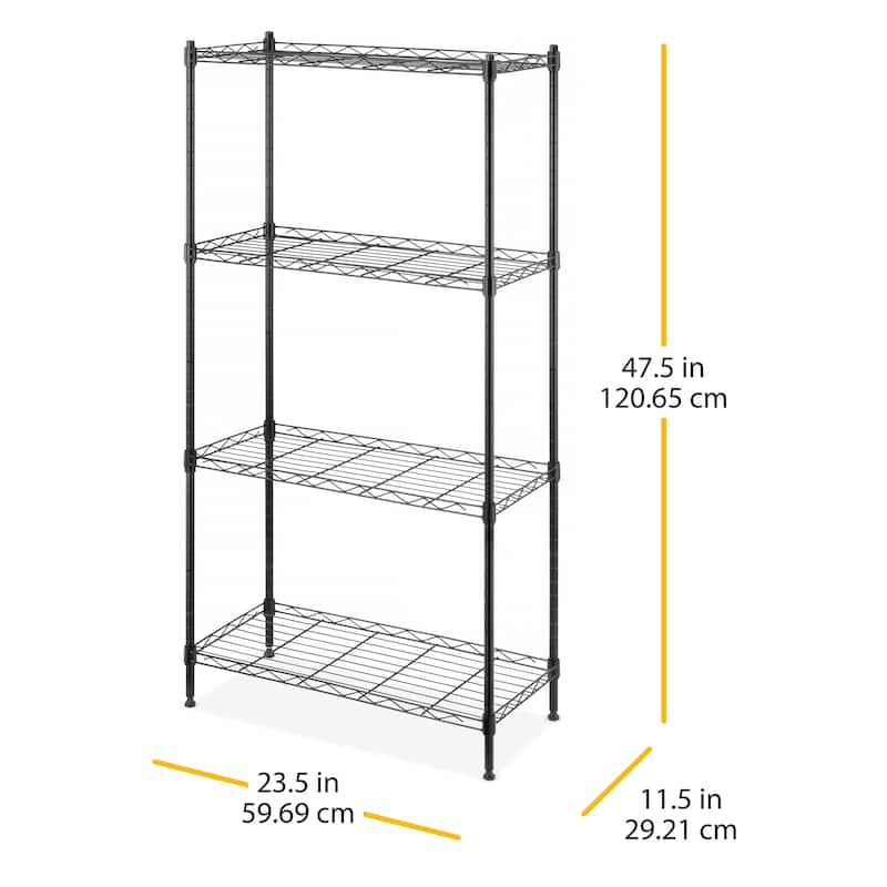 Whitmor Supreme 4-Tier Shelving - 100 lb. per Shelf - Black