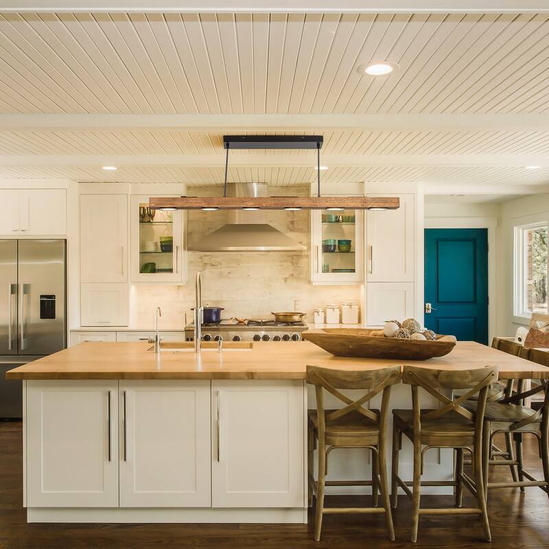6/7/8-Light Modern Farmhouse Linear Wood LED Pendant Light for Kitchen Island