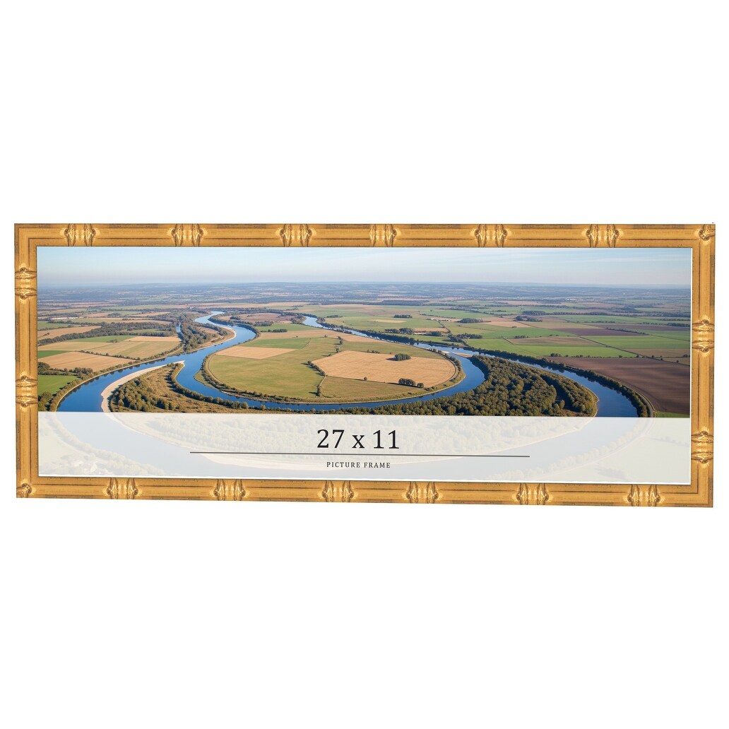 27x11 Frame Gold Bamboo Solid Wood Picture Frame | 1 Inch Moulding
