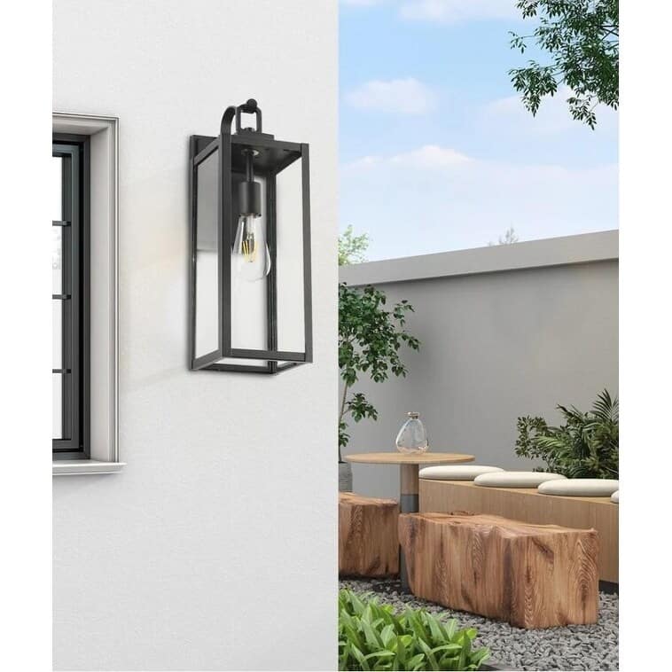Vintage-Inspired Black Clear Glass Wall Lamp