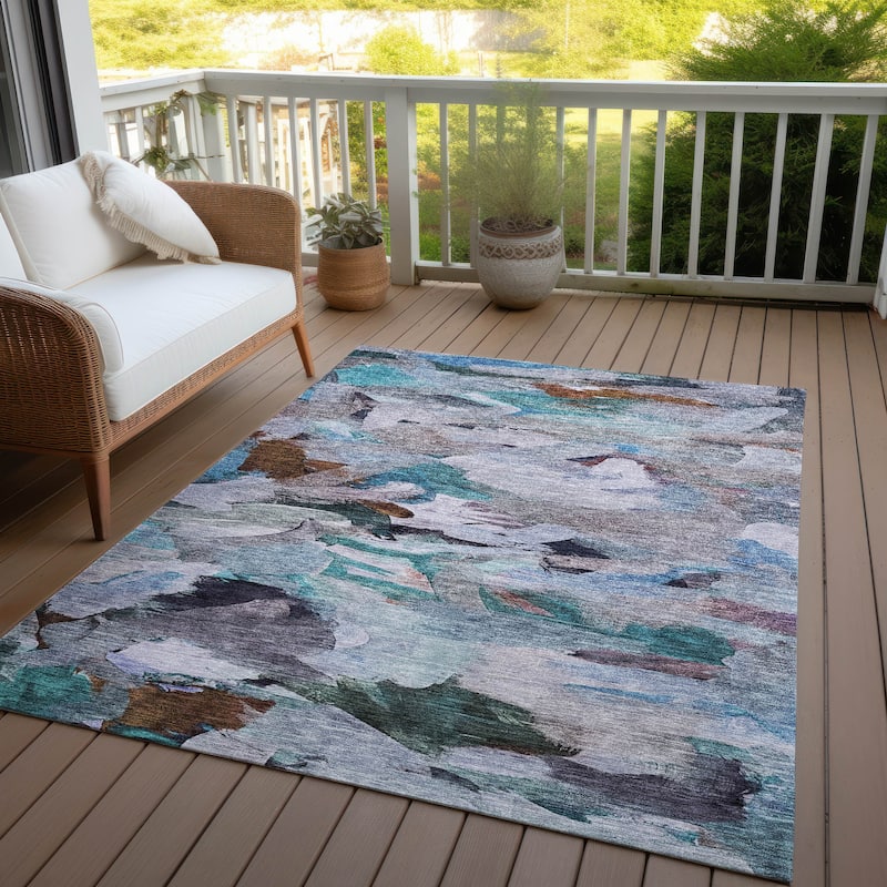 Machine Washable Indoor/ Outdoor Modern Chantille Rug