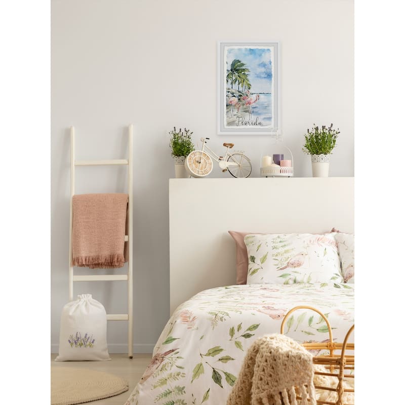 'Walk With the Flamingos' Framed Painting Print
