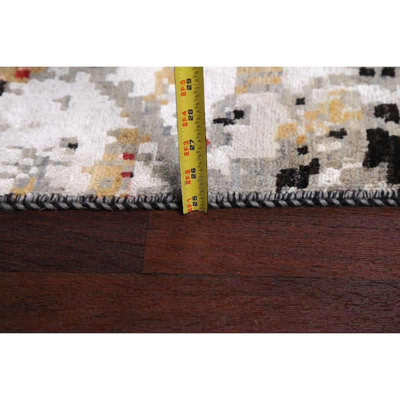 Vegetable Dye Wool/ Silk Oriental Abstract Area Rug Hand-knotted - 12'0" x 15'5"